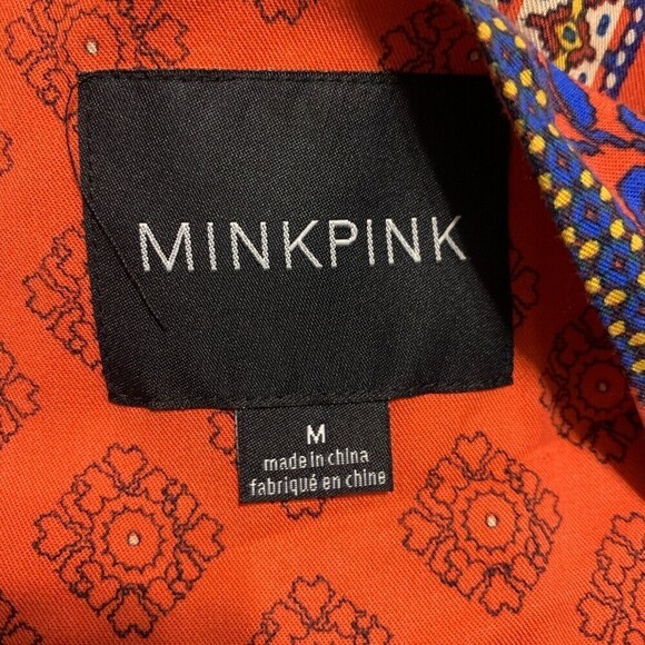 MINKPINK Womens Sz Medium Multicolor Bohemian Boho Print Button Tunic Top Blouse - Picture 4 of 4